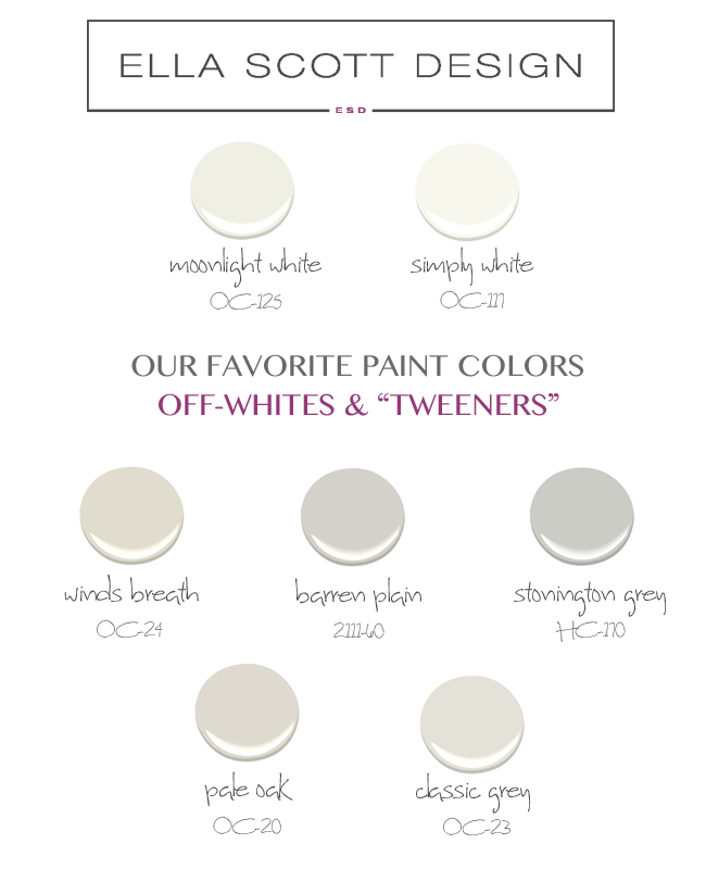 Whites & Tweeners: My “go-to” Paint Guide | Ella Scott Design